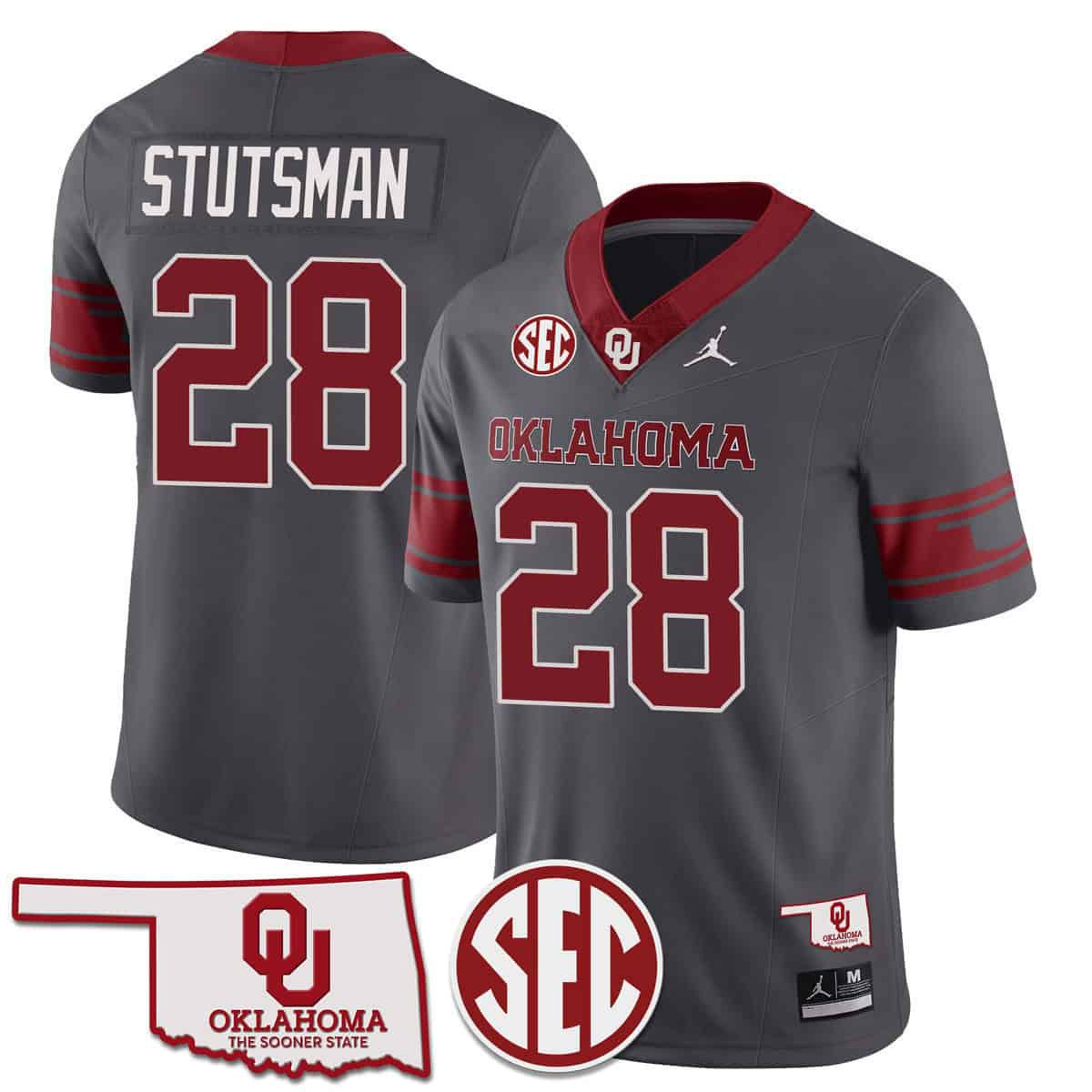 Men Oklahoma Sooners #28 Stutsman Grey 2024 SEC Patch Vapor Premier Limited NCAA Jersey->indianapolis colts->NFL Jersey